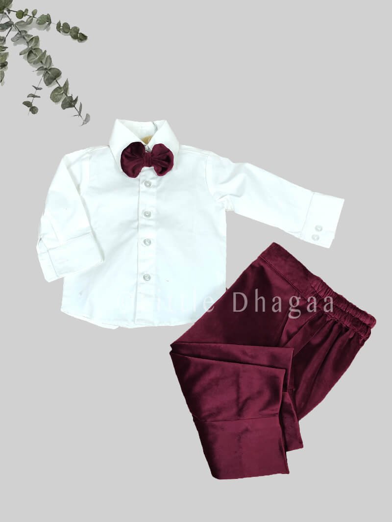 Burgundy Velvet Baby Boy 3-Piece Suit