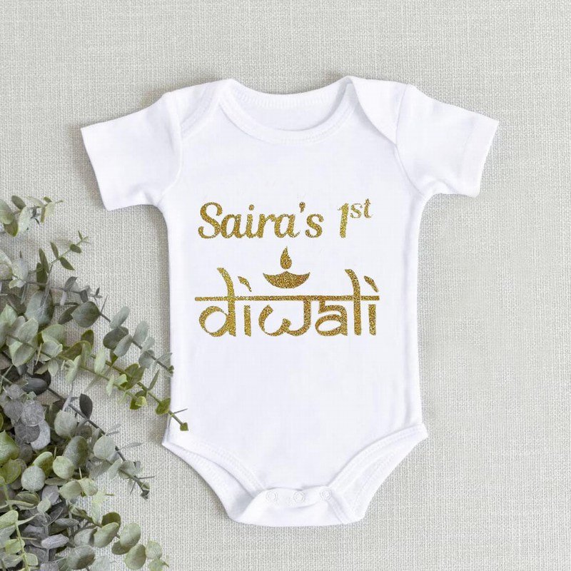 White My First Diwali Onesie