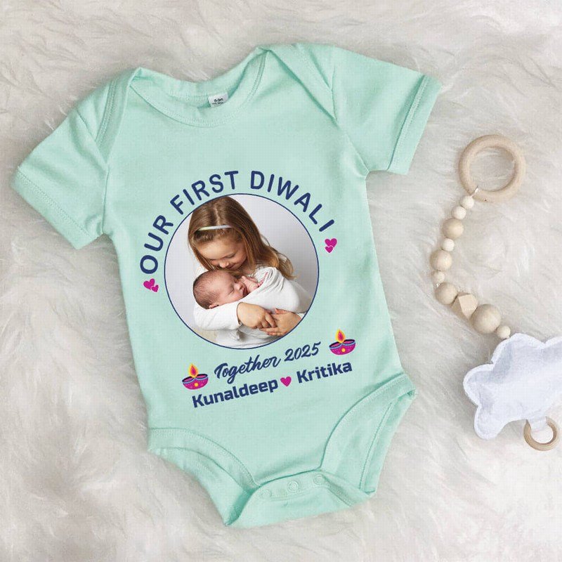 Custom Our First Diwali Together Onesie for Baby Boy & Girl