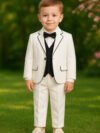 Boys white tuxedo suit for wedding, birthday party