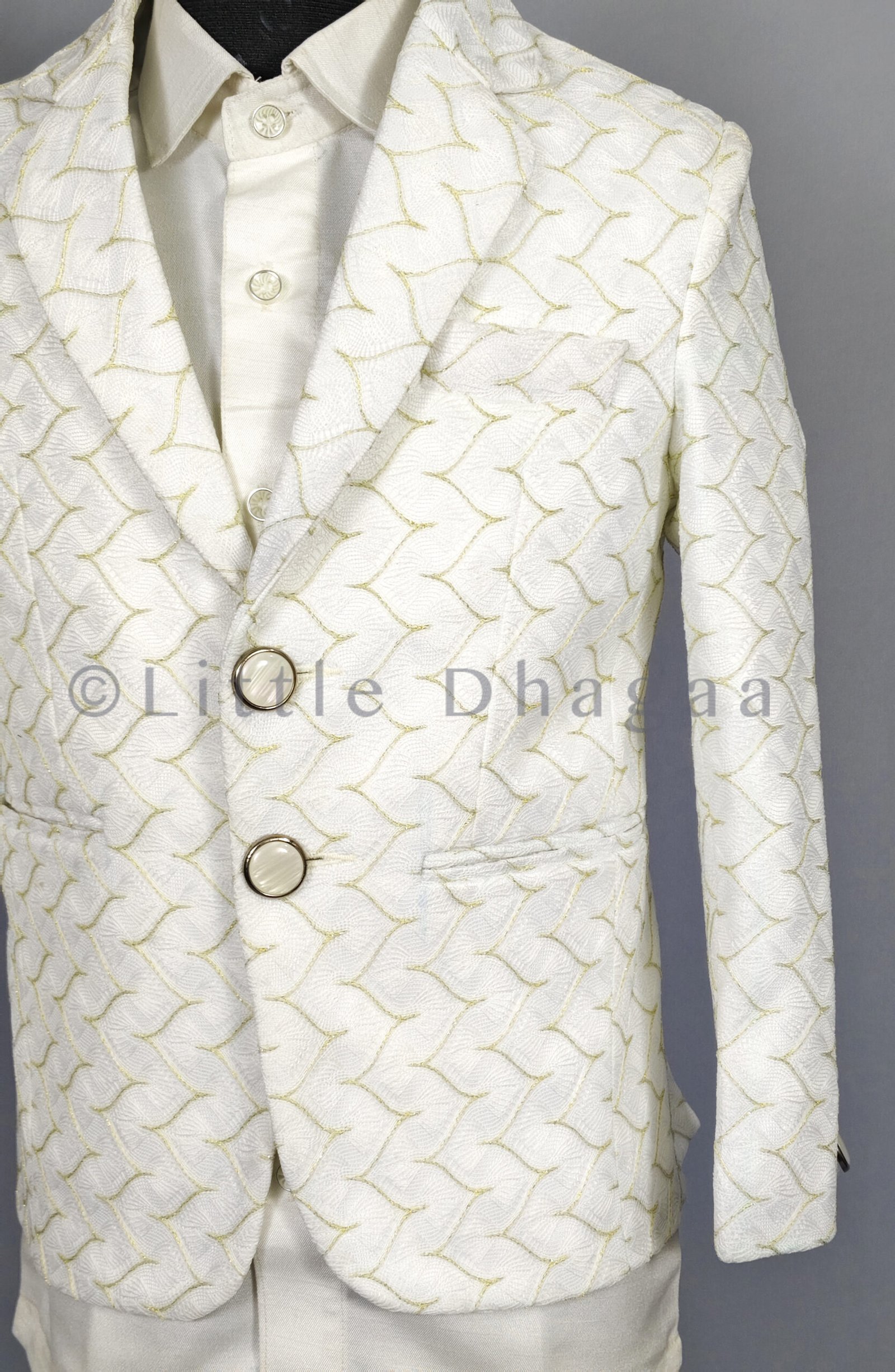 Boys White Tuxedo Suit: 3-Piece Baby Christening Outfit - Image 2