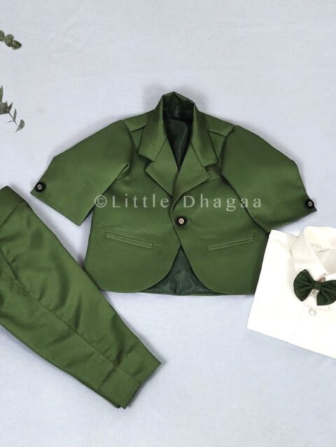 Green 3pc Party Suit Set for Boys, Elegant first birthday Outfit Boy