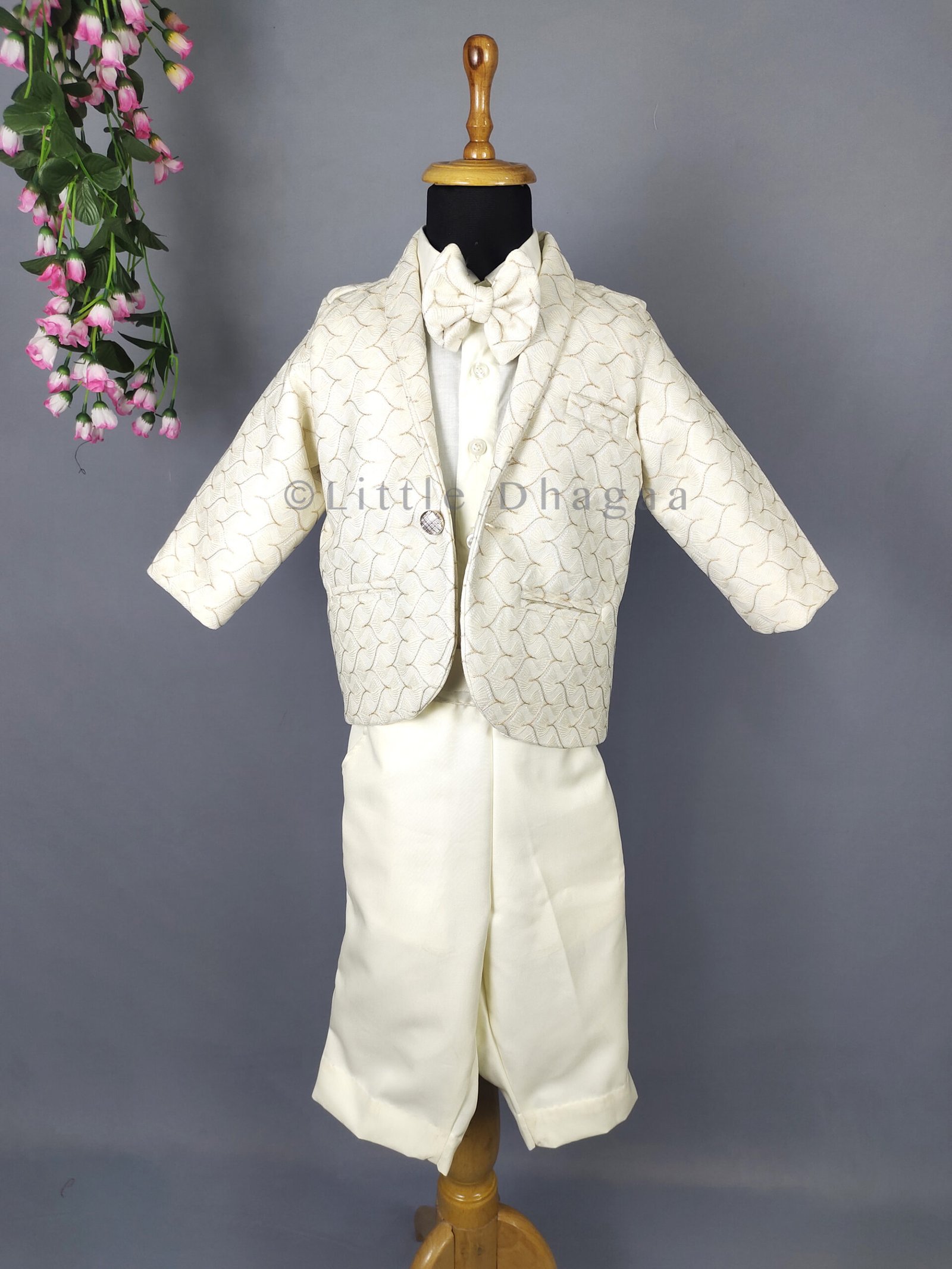 Boys White Blazer Shirt and Pant Formal Outfit, Boy Wedding Suit