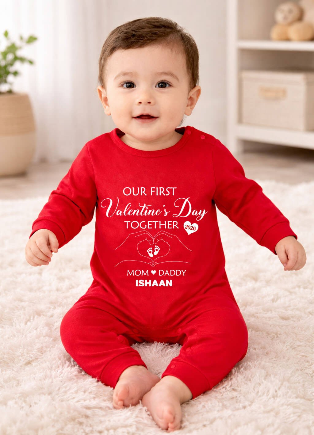 Personalized Valentine baby bodysuit outfit, Valentine Onesie