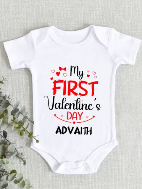 Custom name Valentine baby outfit onesie Online