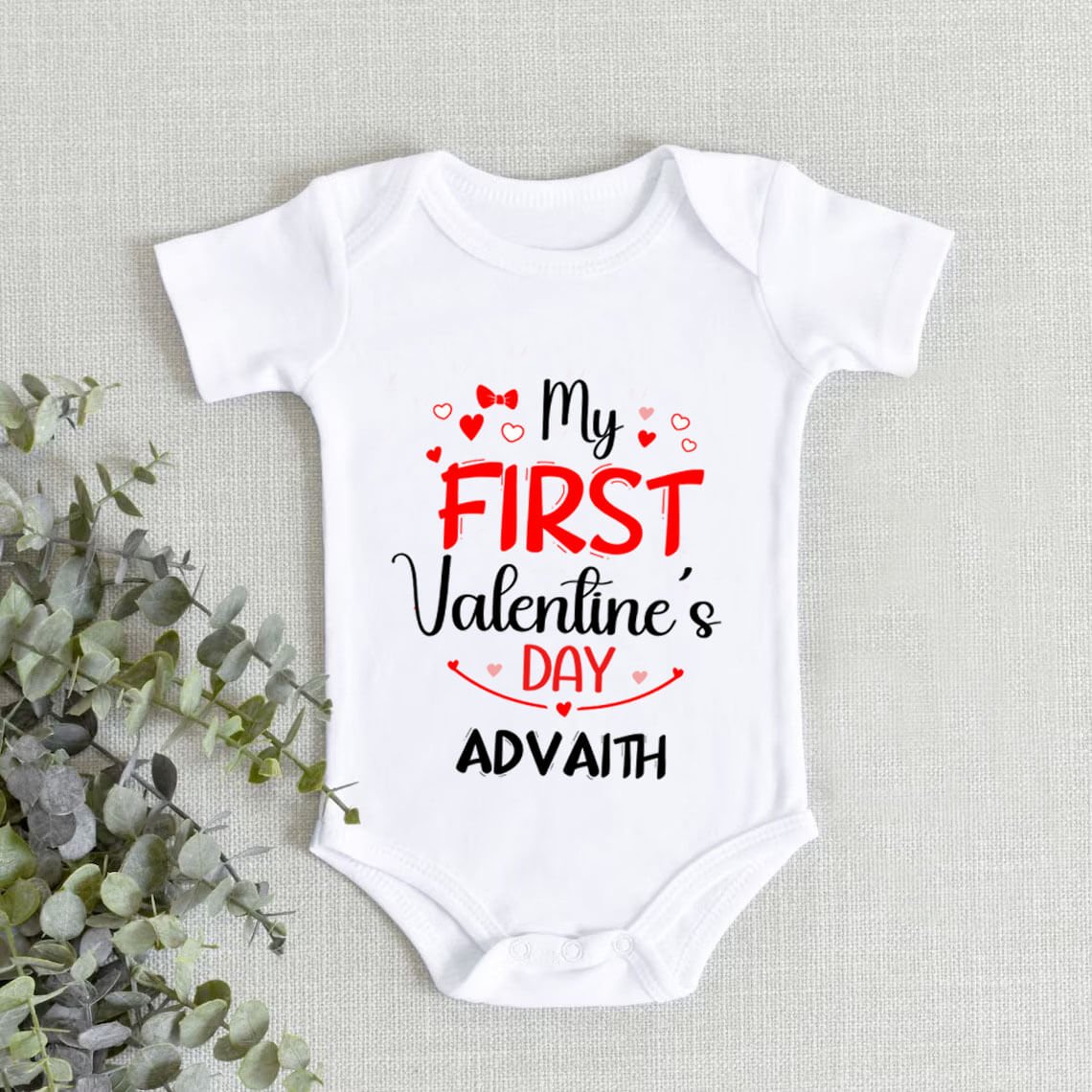 Custom name Valentine baby outfit onesie Online