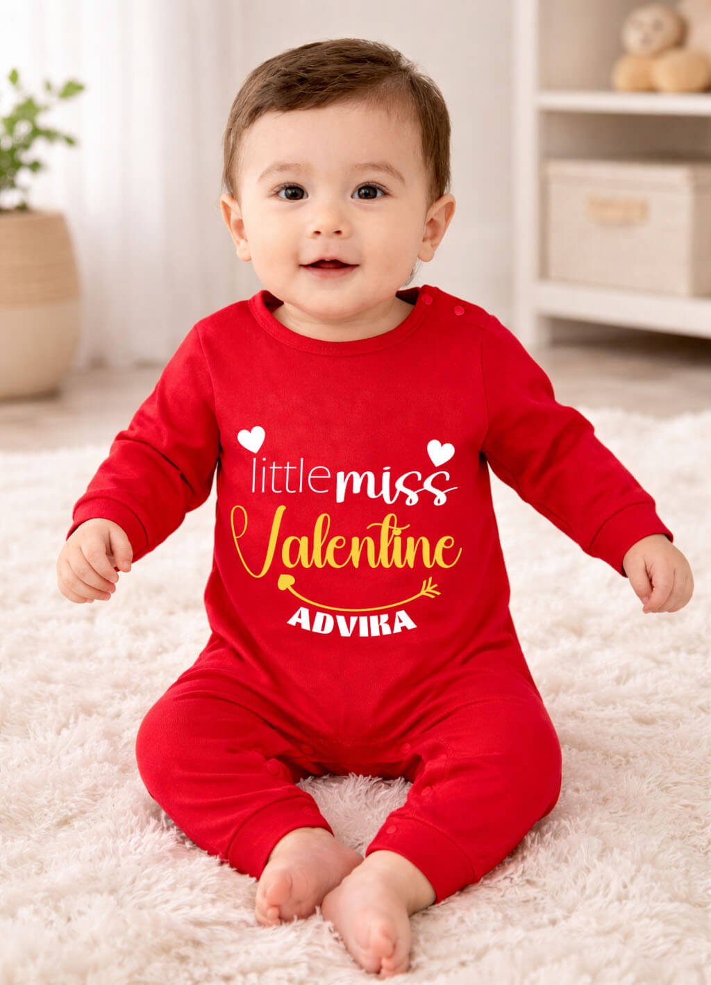 Little Miss Valentine Personalised Baby Jumpsuit, Valentine Girl Outfit