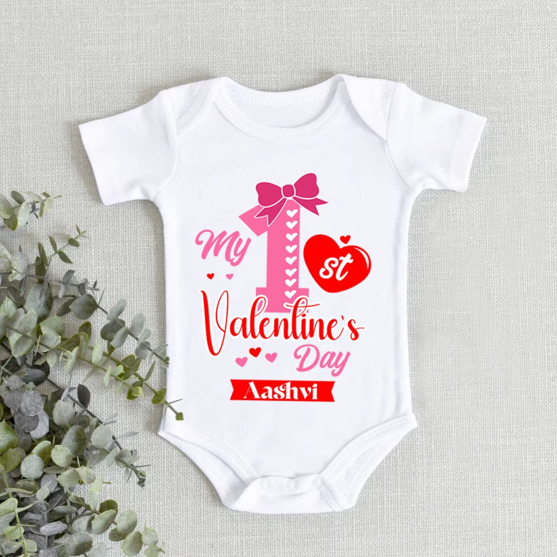 My First Valentine baby Bodysuit with personalized name