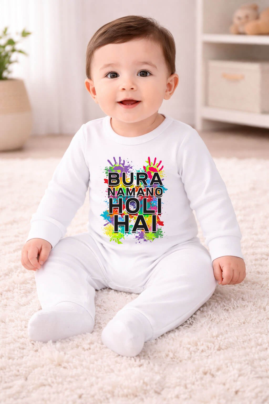 Bura Na Mano Holi Hai Baby Jumpsuit, Newborn Holi Romper