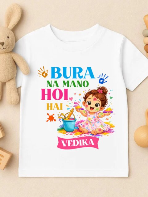 Custom Bura Na Mano Holi Hai T-Shirt for Girl