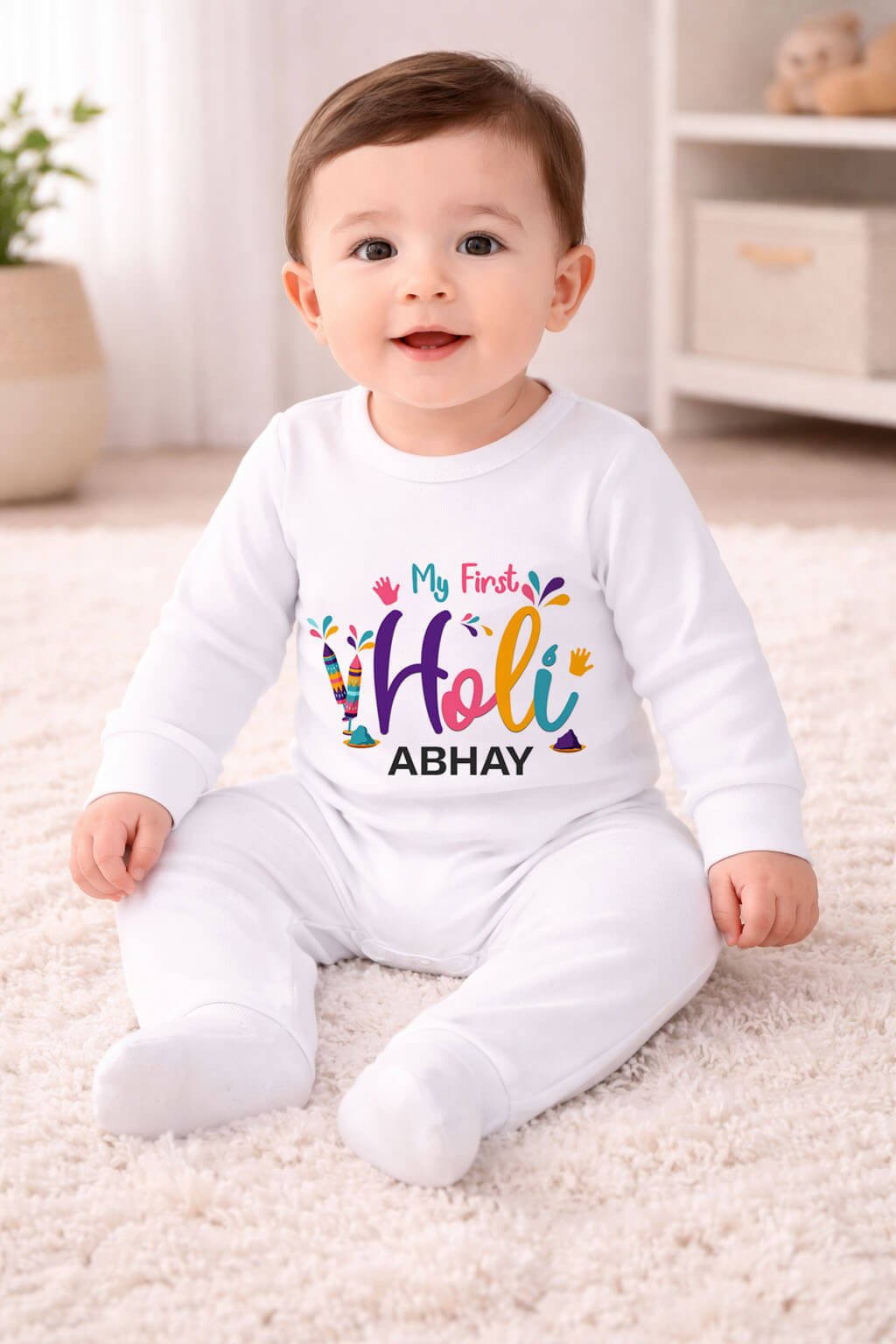 Buy First Holi Jumpsuit for Baby Girl Boy