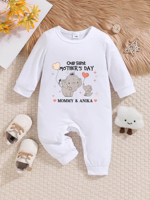 Custom Name First Mother’s Day Mom & Baby Jumpsuit