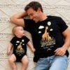 Custom First Fathers Day Daddy Baby Giraffe Print Tshirt Outfit