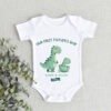 Custom First Fathers Day Dinosaur Print Romper/ Bodysuit