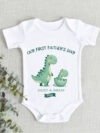 Custom First Fathers Day Dinosaur Print Romper/ Bodysuit