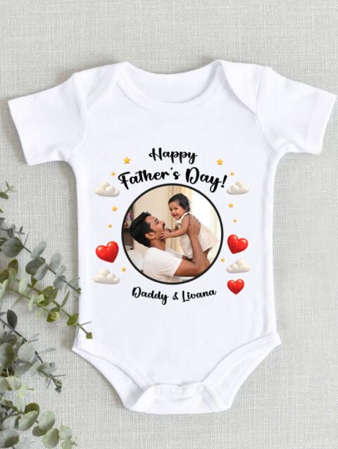 Happy Father's Day Customize Photo Baby Romper