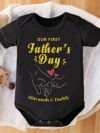Personalised Our First Fathers Day Baby Romper Bodysuit Onesie