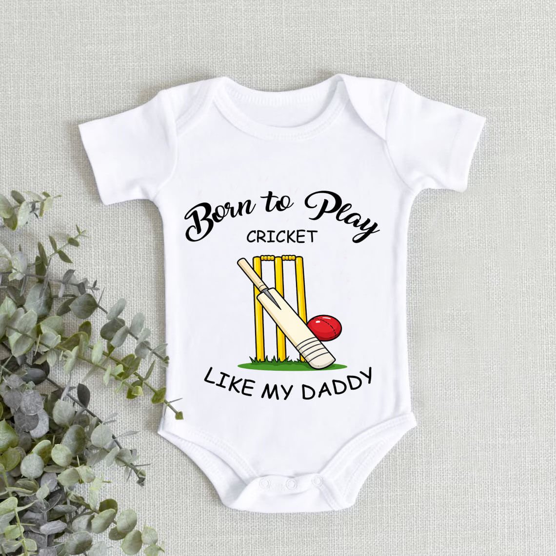 Born To Play Cricket With My Daddy Baby Onesie/Bodysuit, Romper