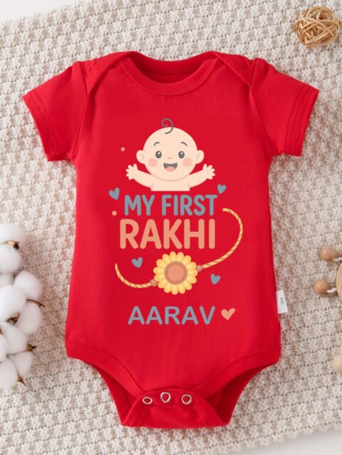Customised First Rakhi Onesie, Personalized Baby Raksha Bandhan Outfit