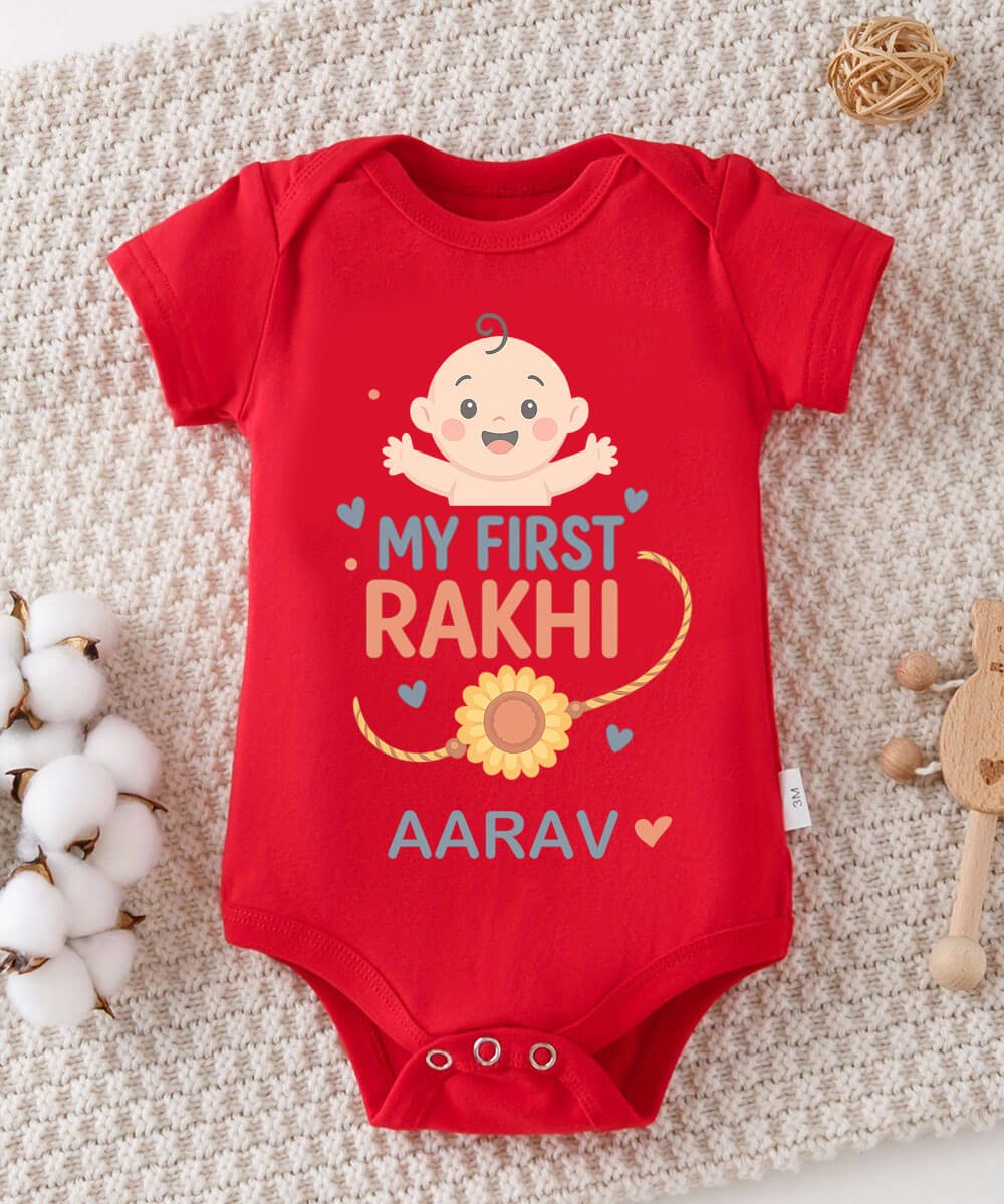 Customised First Rakhi Onesie, Personalized Baby Raksha Bandhan Outfit