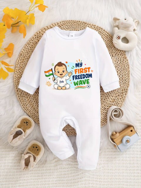 1st Independence Day Infant Jumpsuit, Cotton Patriotic Baby Romper