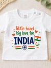 Little Heart Big Love for Indian Flag Kids T-shirt, Patriotic Tricolor Independence Day Baby T-Shirt