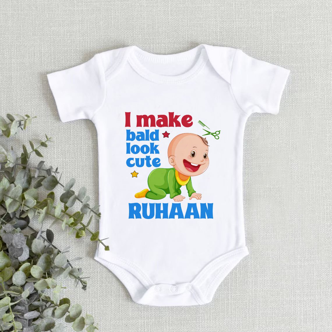 I Make Bald Look Cute Onesie, Mundan Ceremony Baby Jumpsuit