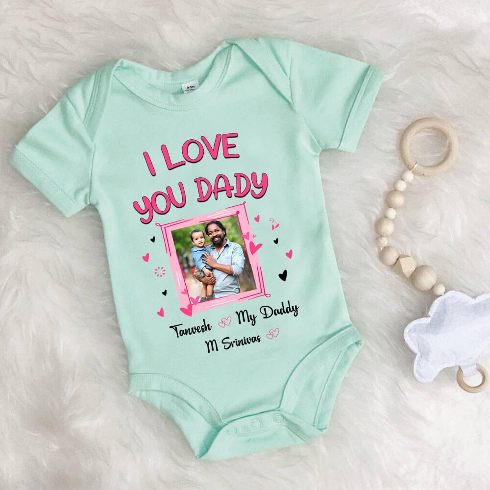 I Love You Daddy Personalized Photo Baby Onesie, Newborn T-shirt