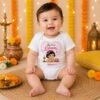 Custom Baby Girl 1st Onam Outfit featuring a Personalized First Onam Onesie