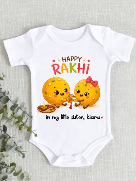 Personalized First Rakhi Onesie, Cotton Infant Rakhi Outfit, Tshirt