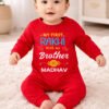 My First Raksha Bandhan Custom Red Baby Jumpsuit with Personalized Name