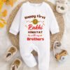 Custom First Rakhi with My Brother Baby Jumpsuit Online India