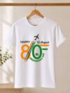 80th Independence Day T-Shirt for Men & Women, Happy 15 August Indian Flag Patriotic Cotton Tee