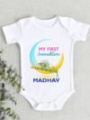 First Janmashtami Baby Name White Onesie T-Shirt – Personalized Krishna Outfit