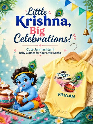 Krishna Janmashtami Baby Clothes, First Janmashtami Romper, onesie