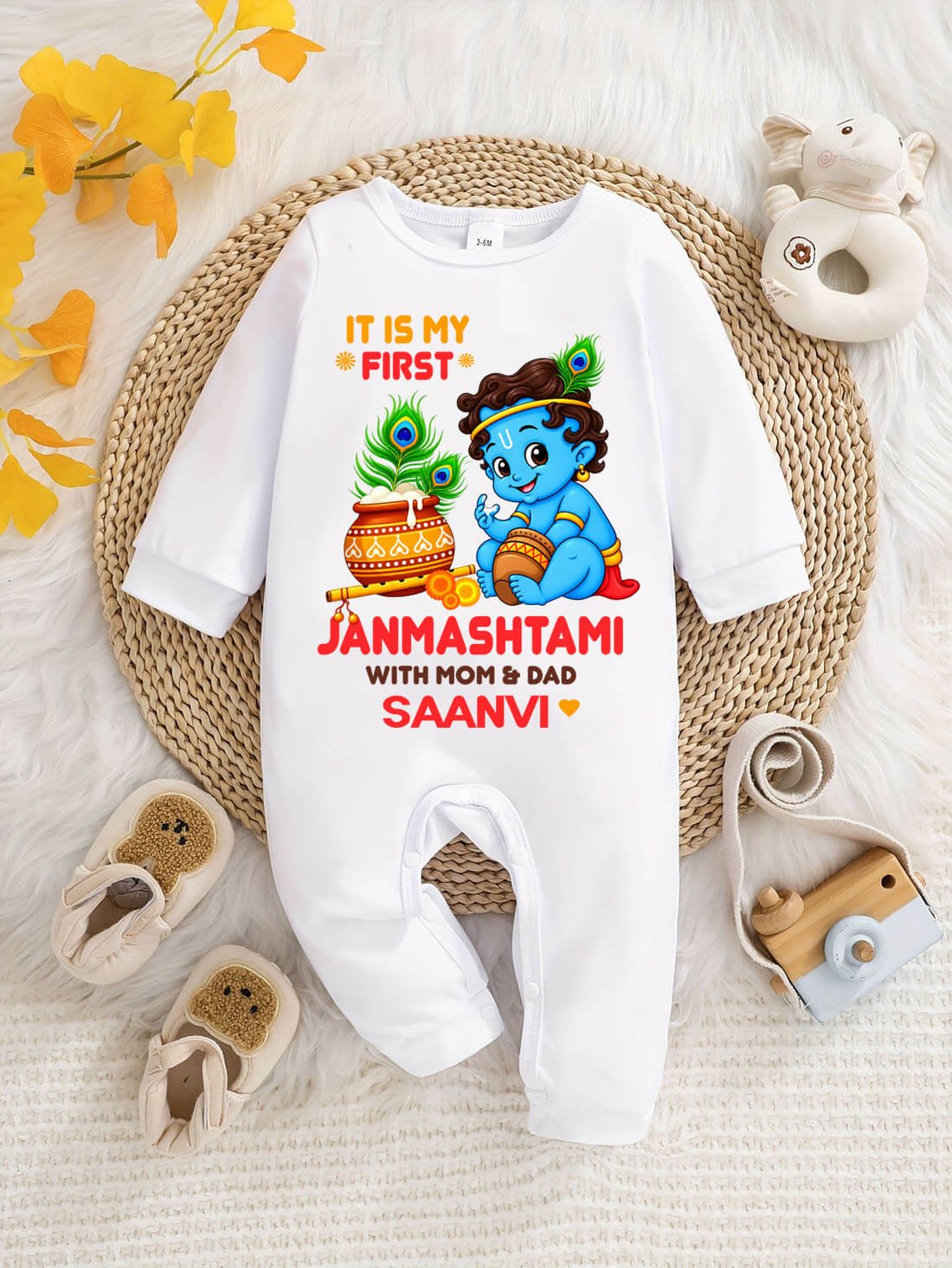 My First Janmashtami White Jumpsuit Online In India