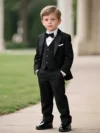 Boys Black 5-Piece Suit Set for Wedding, Baby Boy Party Wear Suit with Bow Tie