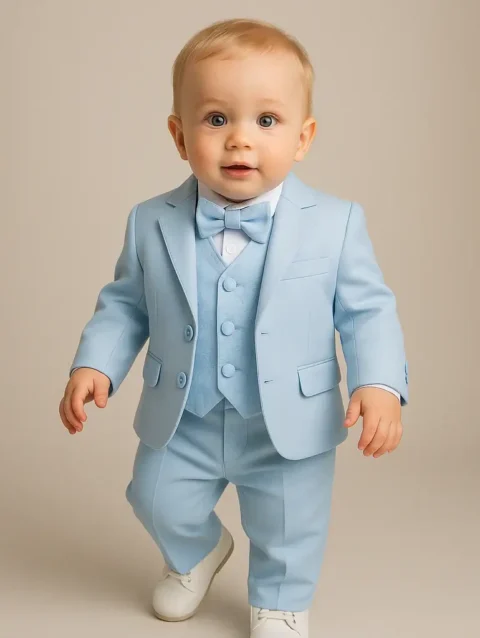 Light Blue Birthday Party Suit for Baby Boy, First Birthday Outfit Boy