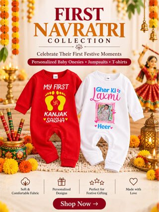 Personalized Navratri Baby Onesies, Jumpsuits, T-shirts