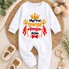 My First Durga Puja Printed Jumpsuit with Name, Personalized Baby Navratri Outfit