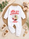 Ghar Ki Laxmi Personalized Baby Photo Jumpsuit, Cotton Full Sleeve Navratri Outfit