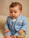 Baby Boy Light Blue Party Wear Suit online India - Birthday, Wedding 5 Piece Outfit Set