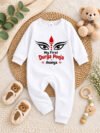 Personalized First Durga Puja Jumpsuit with Name, Baby Boy Girl Navratri Outfit