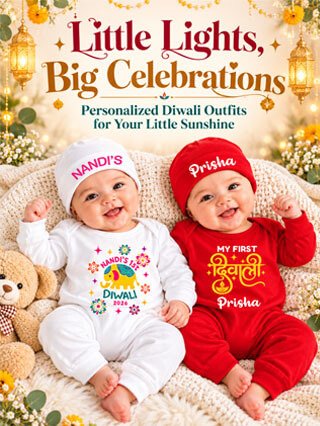 Baby's Diwali Outfit, Personalized Diwali Gift with Name
