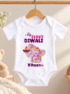 Personalized Baby Elephant First Diwali Bodysuit, Custom 1st Diwali Romper & T-Shirt
