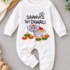 First Diwali Jumpsuit Outfit with Cute Elephant and Diya Design