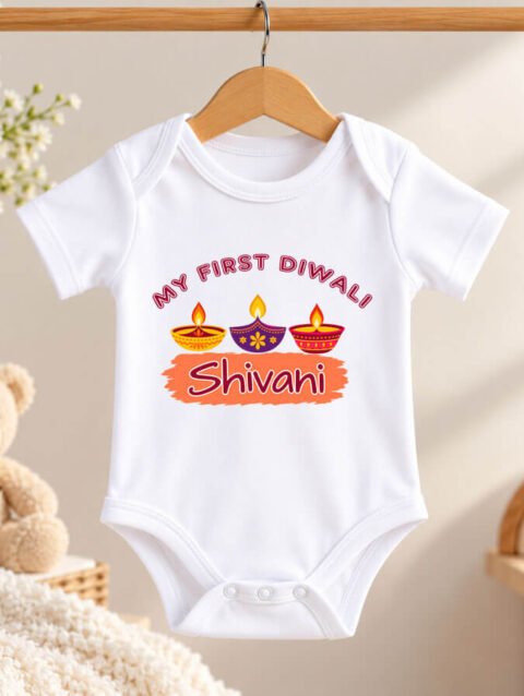 Custom Name First Diwali Baby Girl Boy Cotton Clothes India