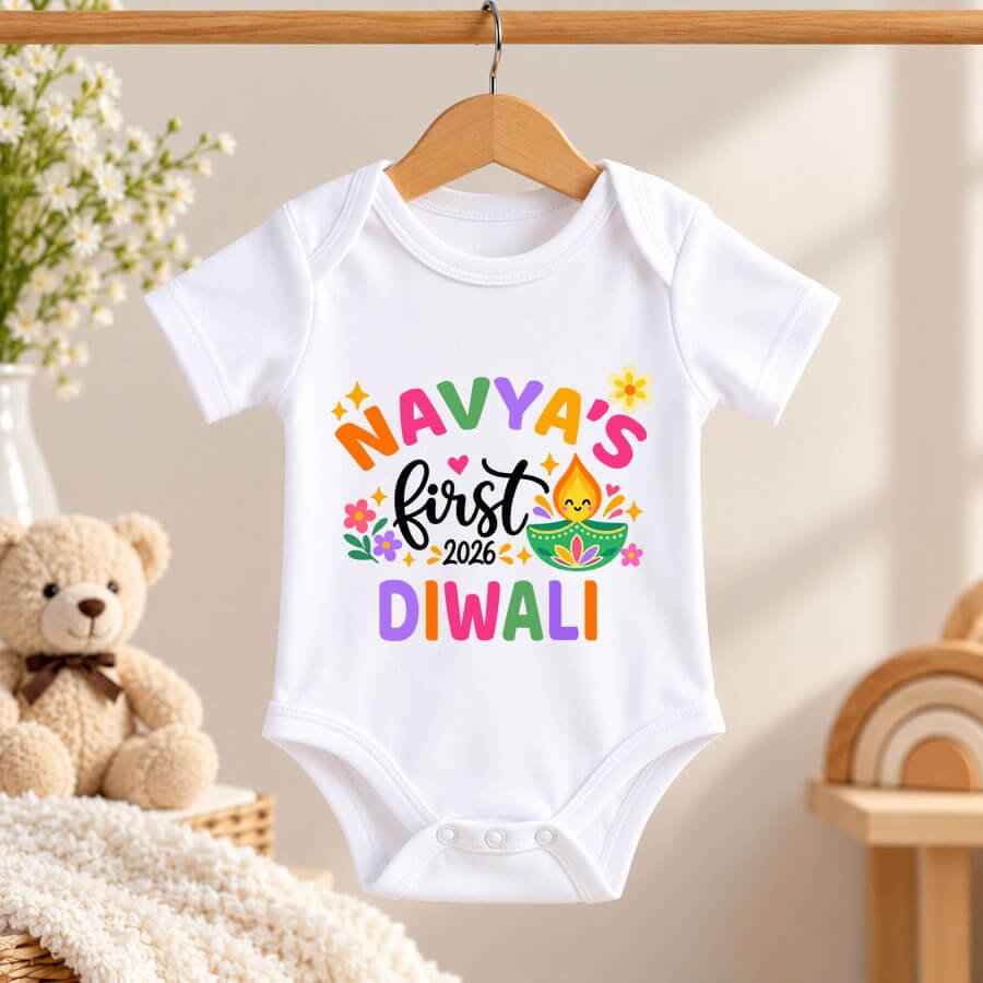 My First Diwali Dress for Baby Girl | Personalized Onesie