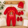 Personalized Ghar Ki Lakshmi Baby Diwali Jumpsuit Set with Cap, Mittens & Booties