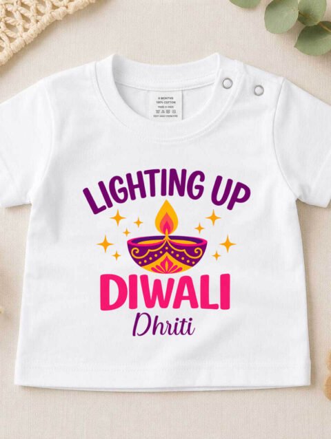 Personalized Lighting up diwali t-shirt for baby and Kids